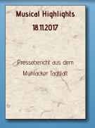 Musical Highlights 18.11.2017   Pressebericht aus dem Mühlacker Tagblatt